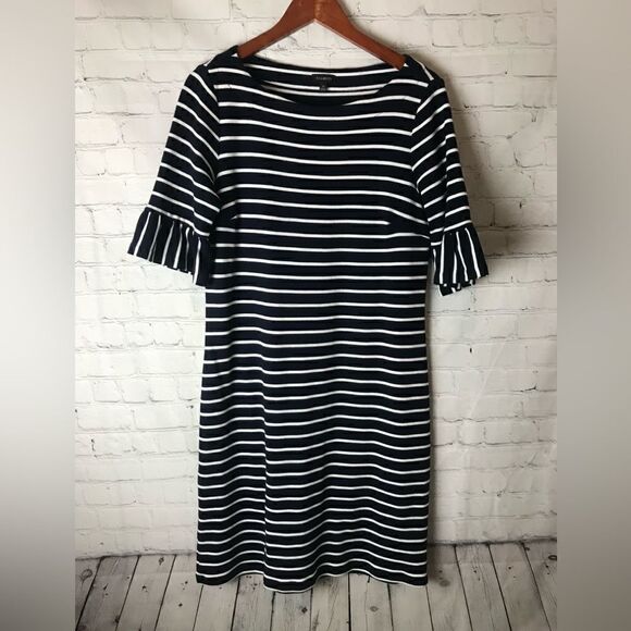 Talbots Blue Ruffled Stripped Short Sleep Dress Medium - Picture 2 of 5